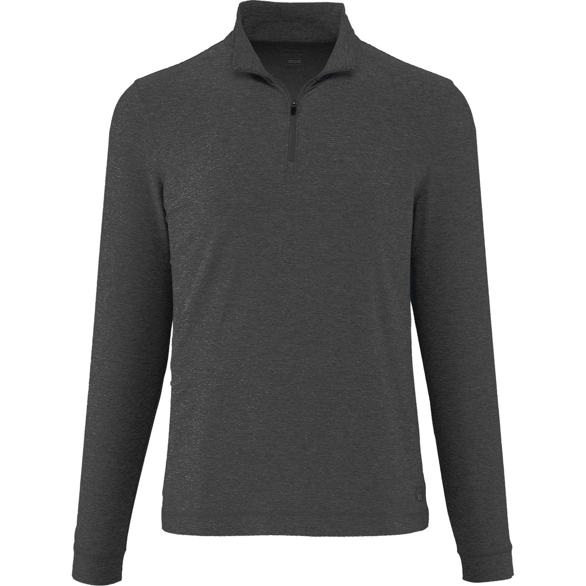 Wellable Stretch Knit Quarter Zip for Men Transfer - Heather Dark Charcoal - Front