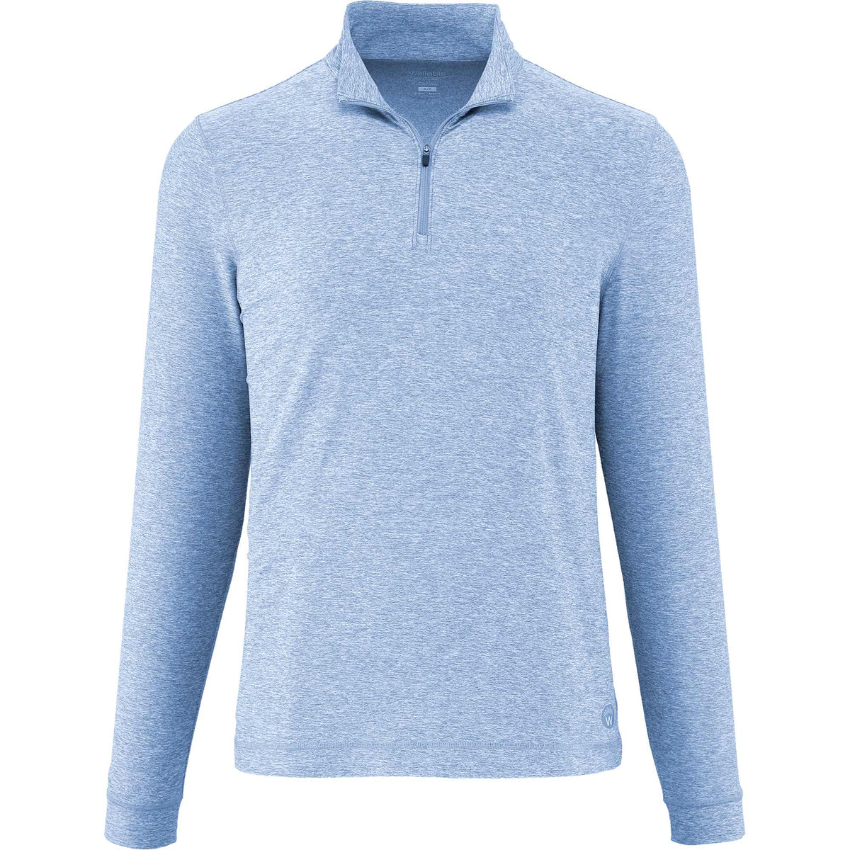 Wellable Stretch Knit Quarter Zip for Men Transfer - Moonlight Blue Heather - Front