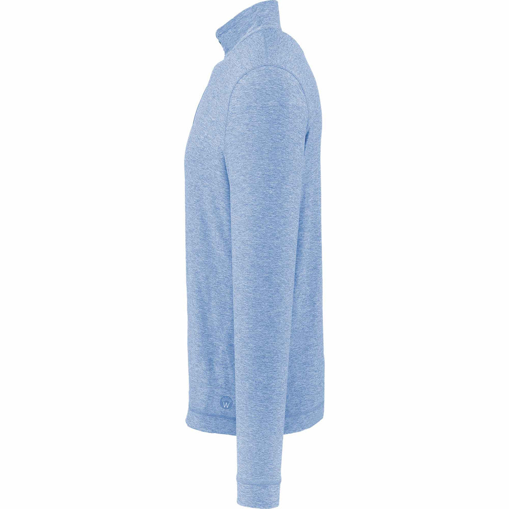 Wellable Stretch Knit Quarter Zip for Men Transfer - Moonlight Blue Heather - Left Side