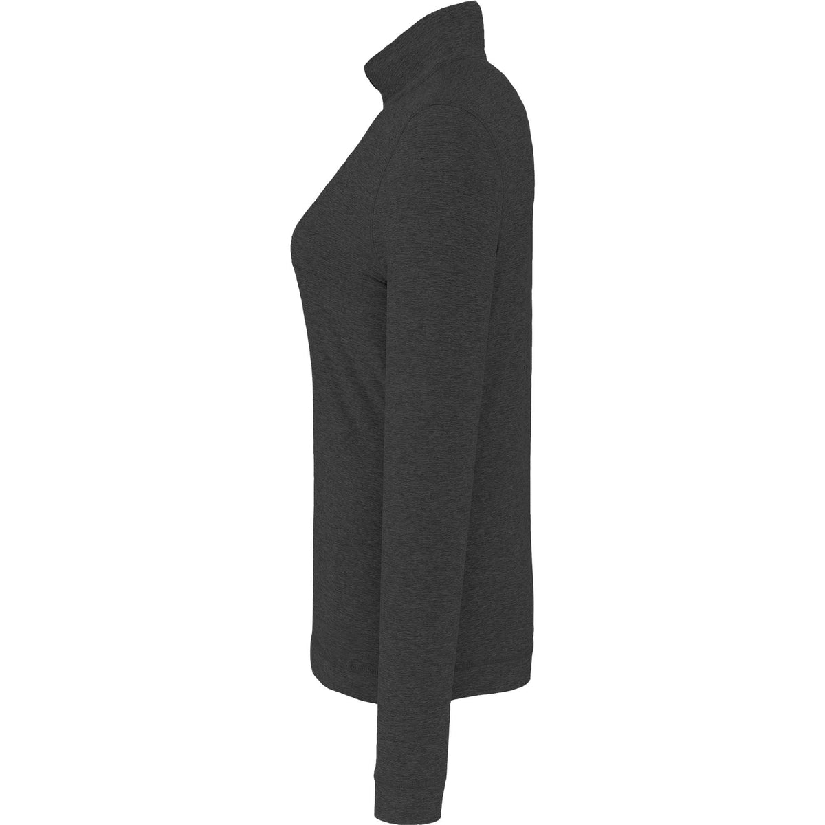 Wellable Stretch Knit Quarter Zip for Women Transfer - Heather Dark Charcoal - Left Side