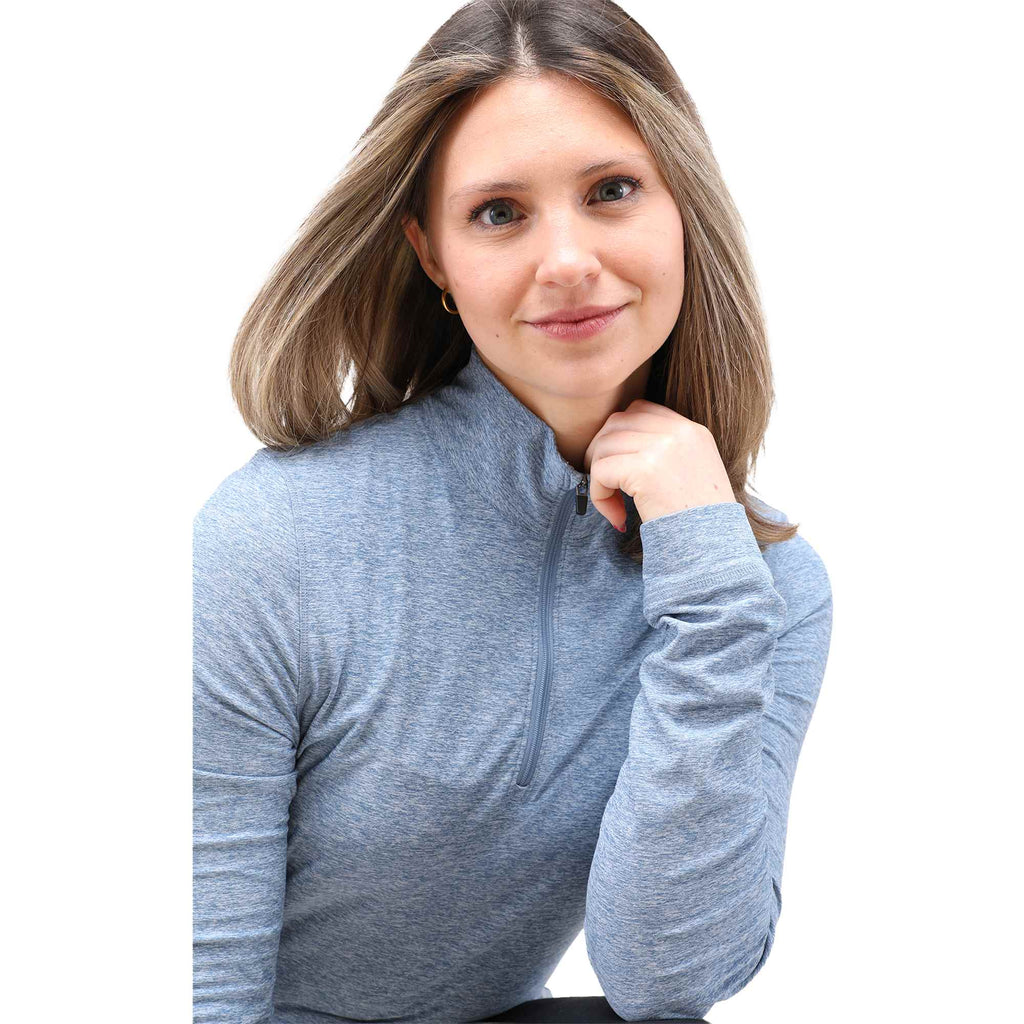 Wellable Stretch Knit Quarter Zip for Women Transfer - Moonlight Blue Heather - Alternate 2