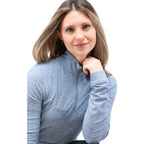 Wellable Stretch Knit Quarter Zip for Women Transfer - Moonlight Blue Heather - Alternate 2