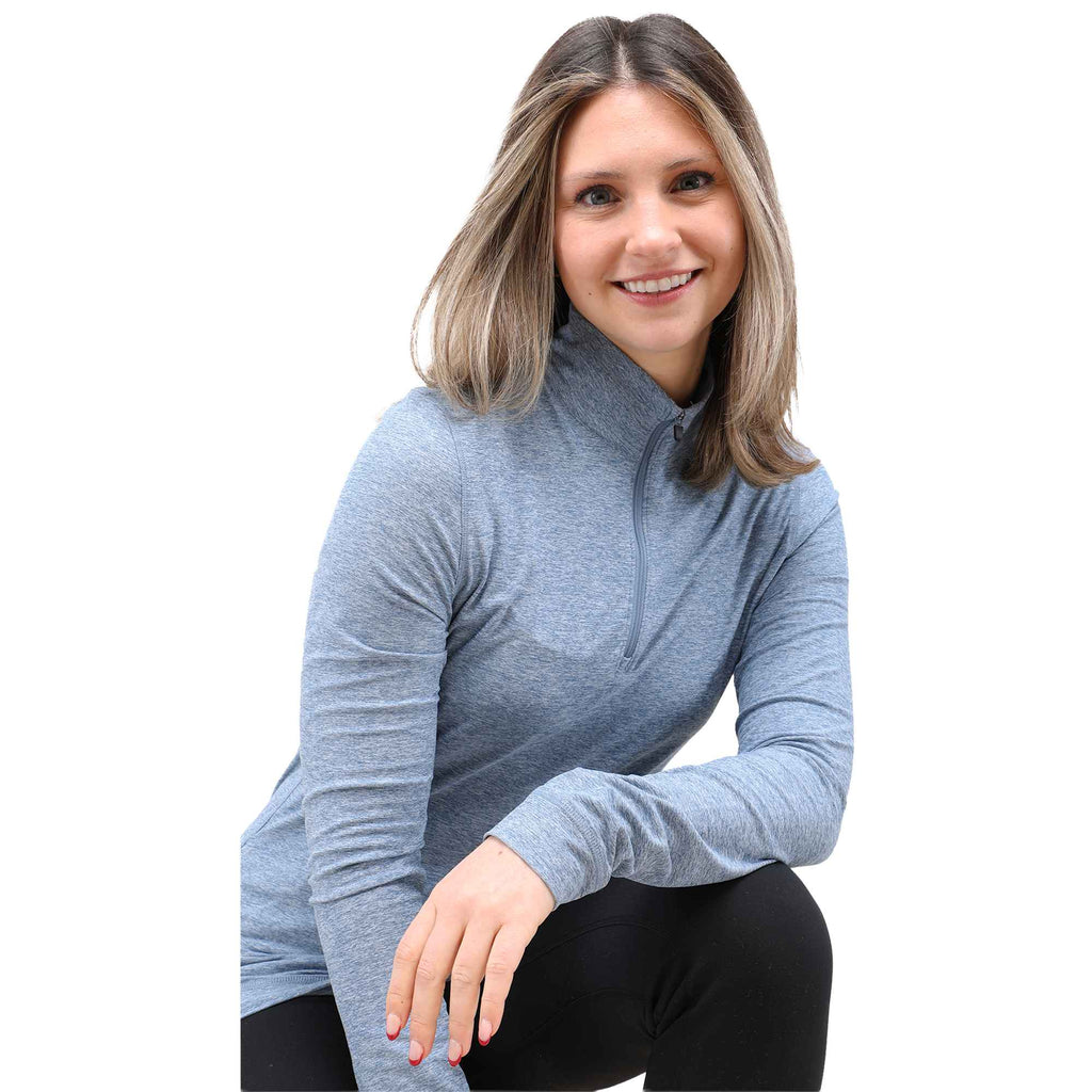 Wellable Stretch Knit Quarter Zip for Women Transfer - Moonlight Blue Heather - Alternate 3