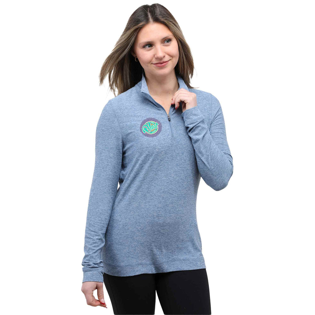Wellable Stretch Knit Quarter Zip for Women Transfer - Moonlight Blue Heather - Front