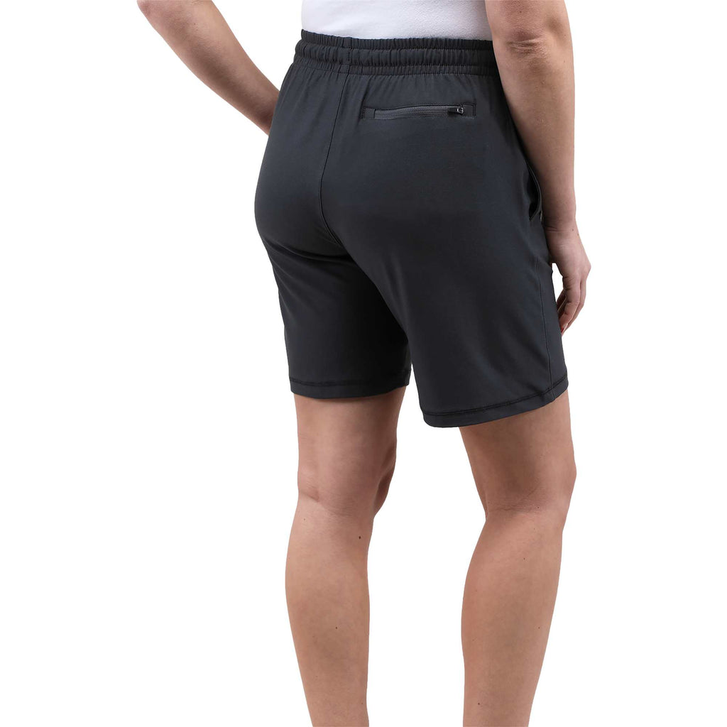 Wellable Stretch Knit Shorts for Women Transfer - Grey Smoke - Back On Model
