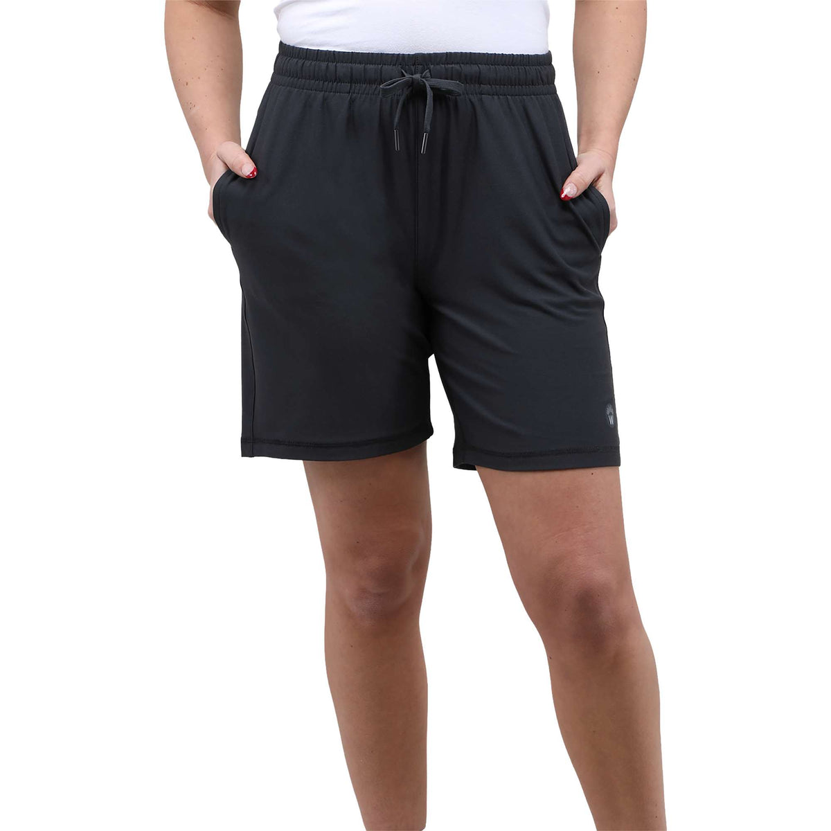 Wellable Stretch Knit Shorts for Women Transfer - Grey Smoke - Front On Model 2