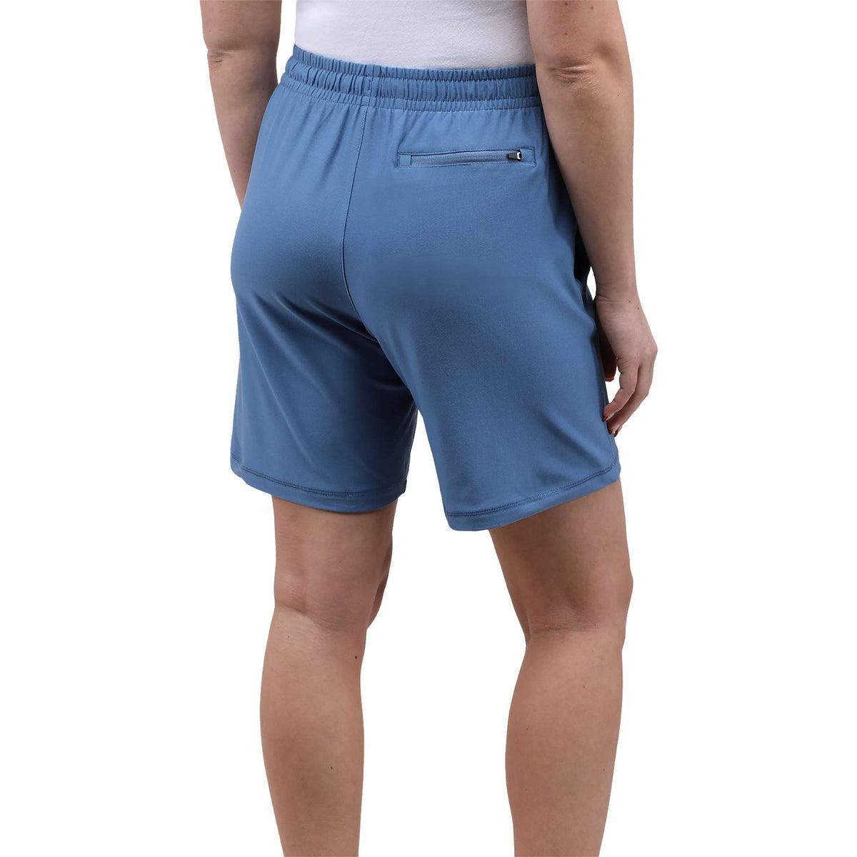 Wellable Stretch Knit Shorts for Women Transfer - Moonlight Blue - Back On Model