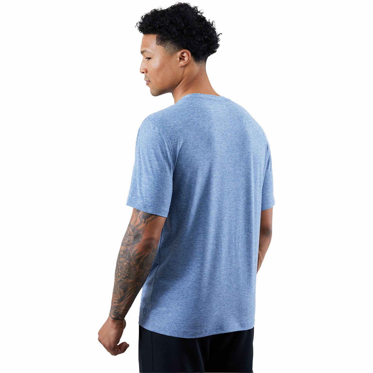 Wellable Stretch Performance Tee for Men Embroidery - Moonlight Blue Heather - Back 2