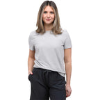 Wellable Stretch Performance Tee for Women Transfer - Fossil Heather - Front On Model