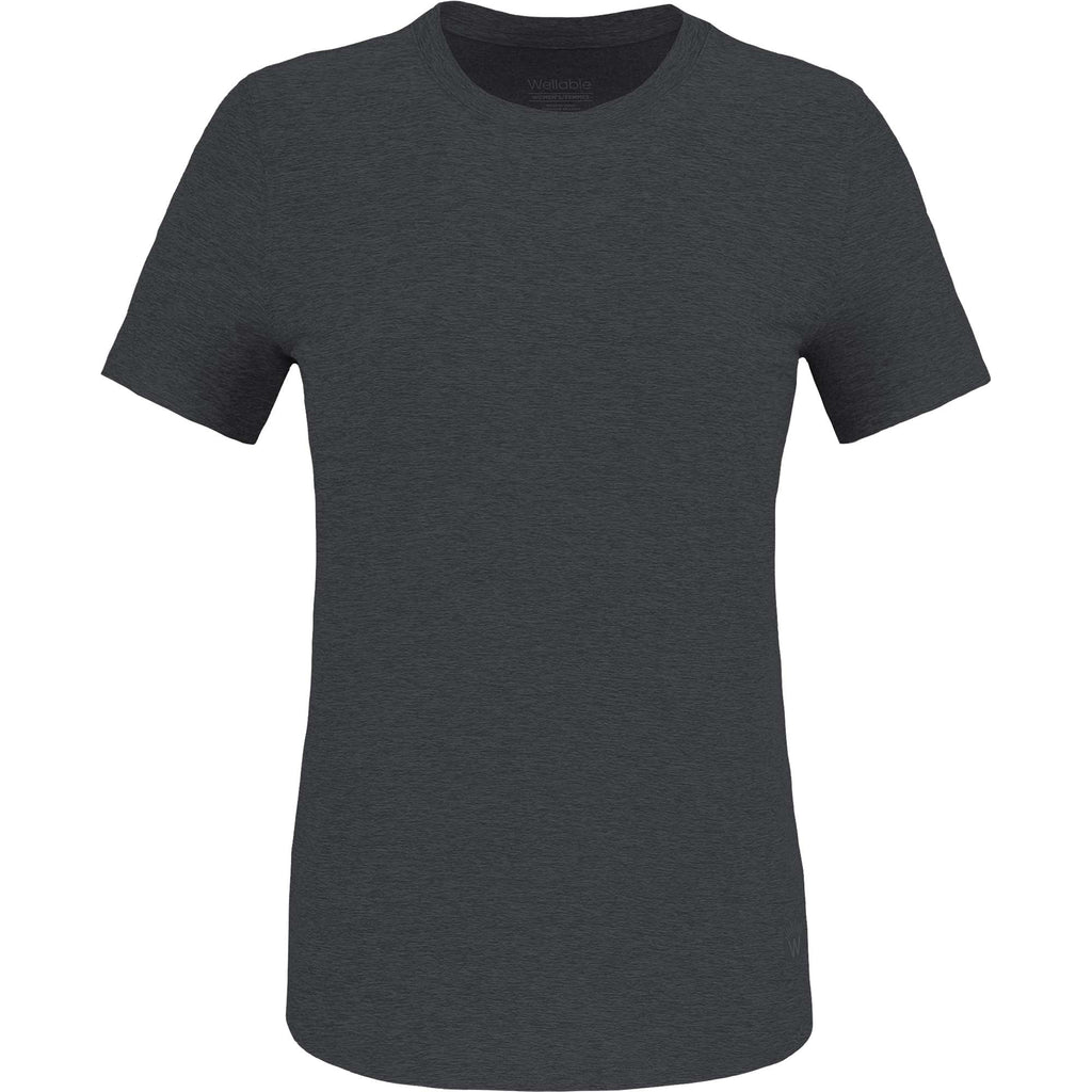 Wellable Stretch Performance Tee for Women Transfer - Heather Dark Charcoal - Front