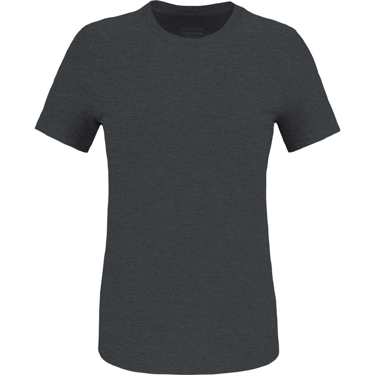 Wellable Stretch Performance Tee for Women Transfer - Heather Dark Charcoal - Front