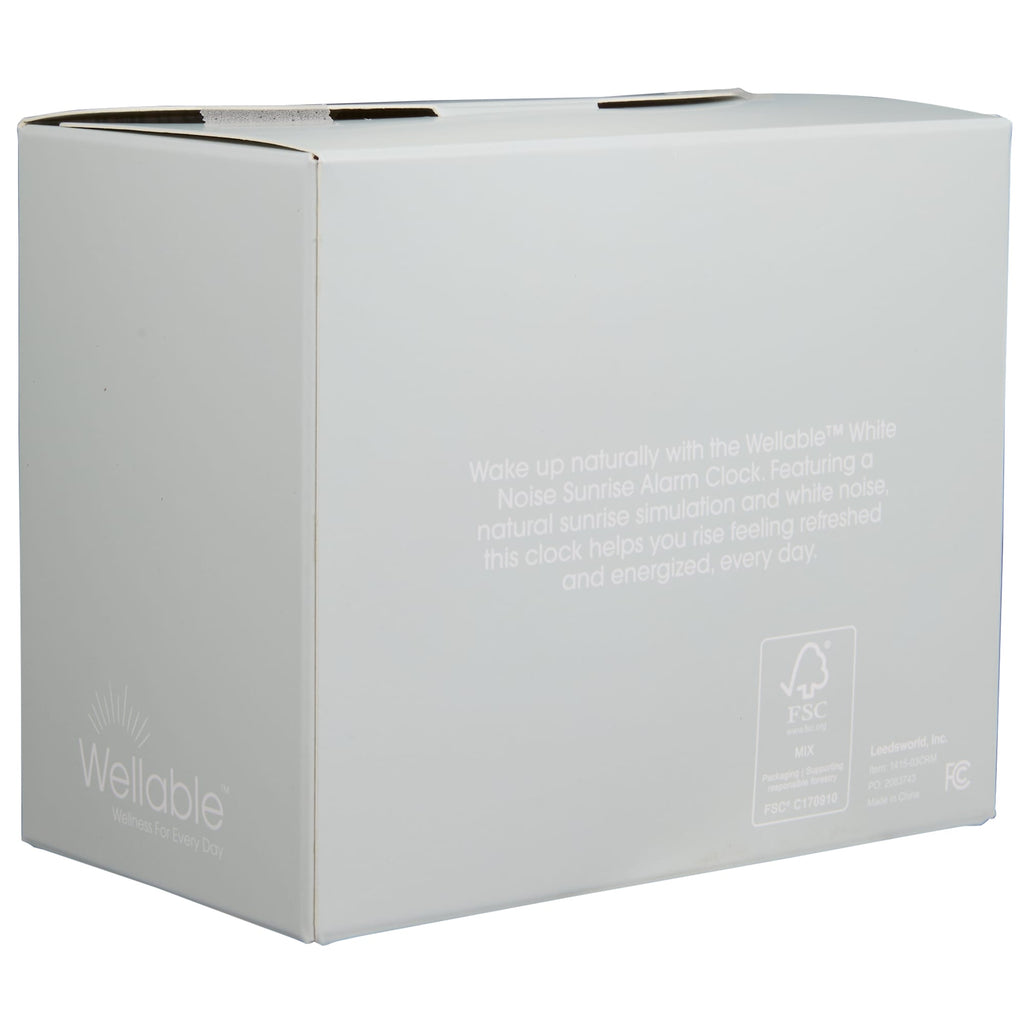 Wellable Sunrise Alarm Clock with White Noise Full Color - Cream - Right Angle Packaging 2
