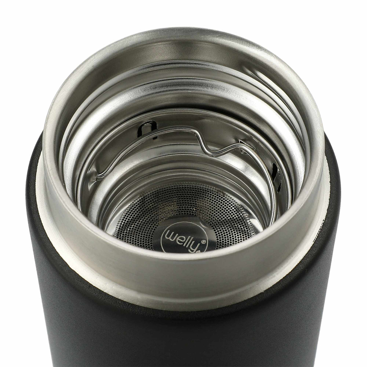 Welly Traveler Bottle with Bamboo Wrap and Infuser, 18 oz - Black - Photo