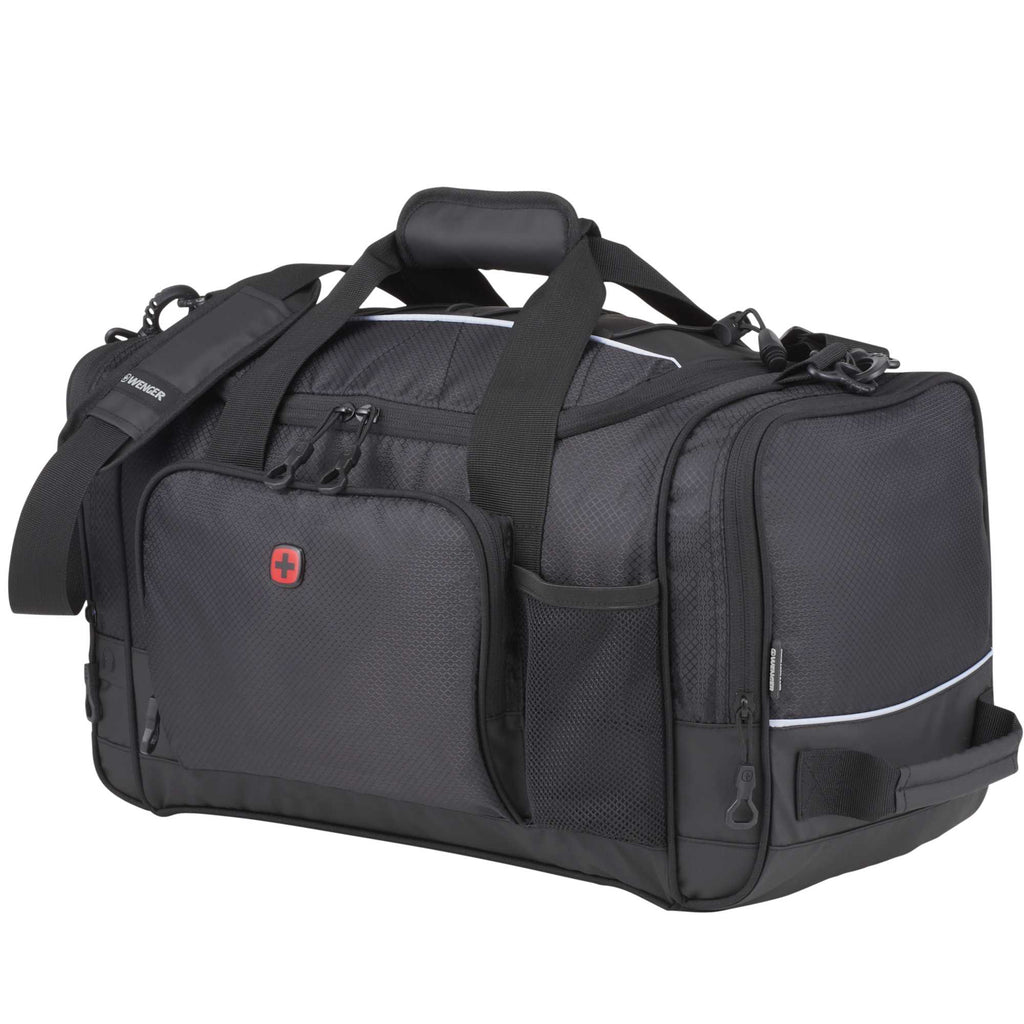 Wenger Apex Sport Duffel Bag in Recycled PET, 20 Inches Transfer - Black - Left Angle