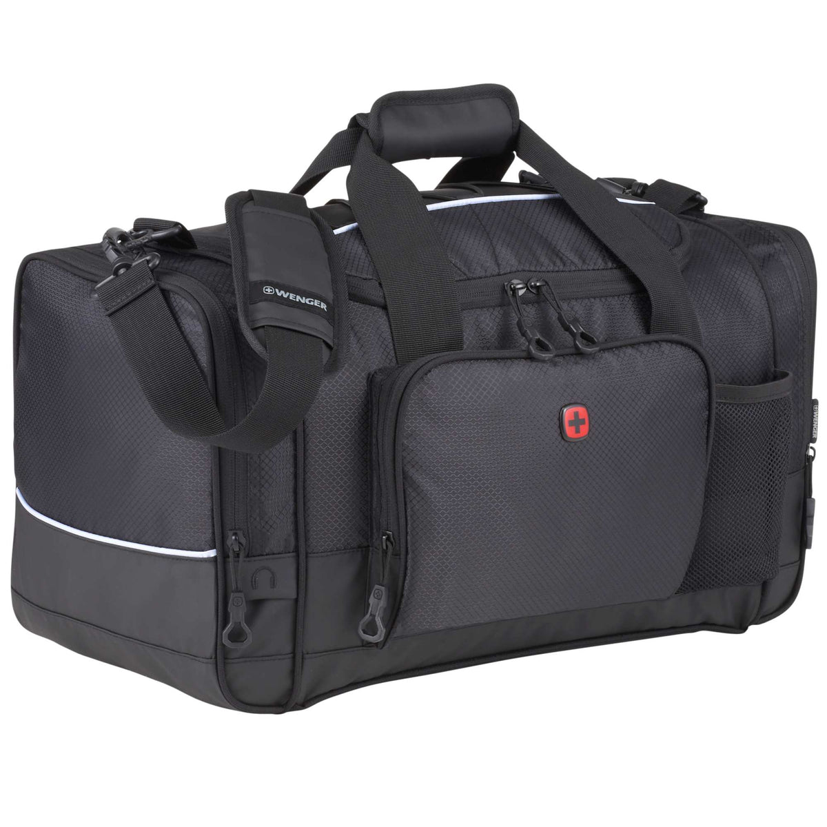Wenger Apex Sport Duffel Bag in Recycled PET, 20 Inches Transfer - Black - Right Angle 3