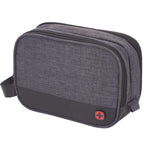 Wenger Dual Compartment Dopp Kit in Recycled Polyester Transfer - Charcoal - Left Angle 2
