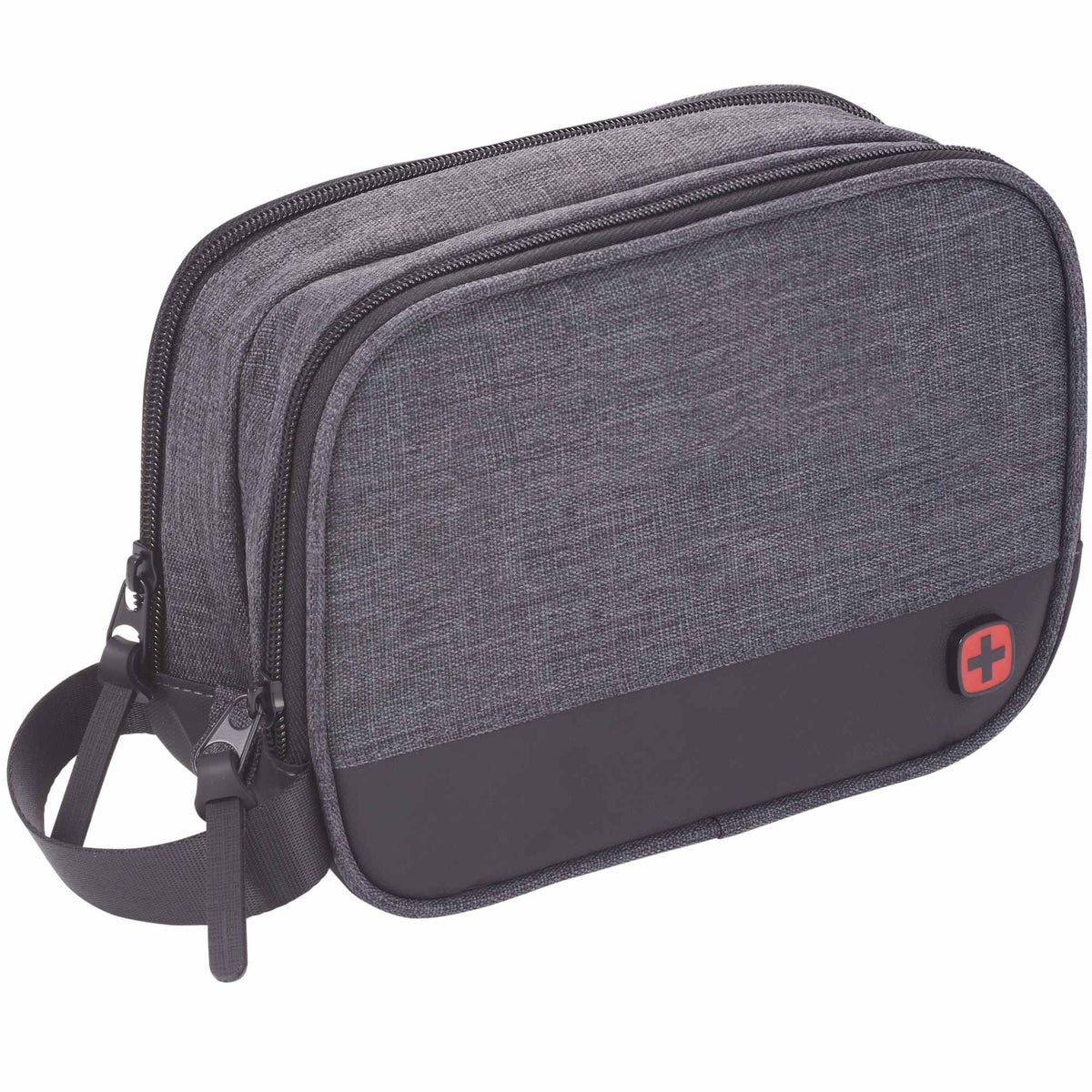 Wenger Dual Compartment Dopp Kit in Recycled Polyester Transfer - Charcoal - Right Angle 3