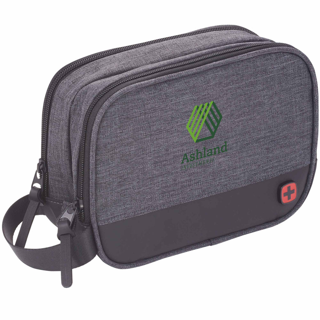 Wenger Dual Compartment Dopp Kit in Recycled Polyester Transfer - Charcoal - Right Angle