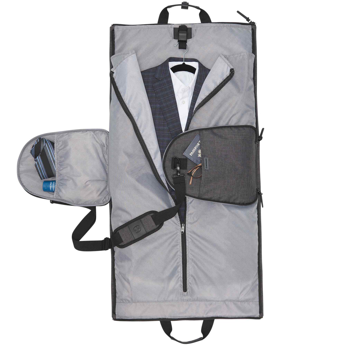 Wenger Getaway Garment Duffel Bag in Recycled PET Embroidery - Charcoal - Front 4