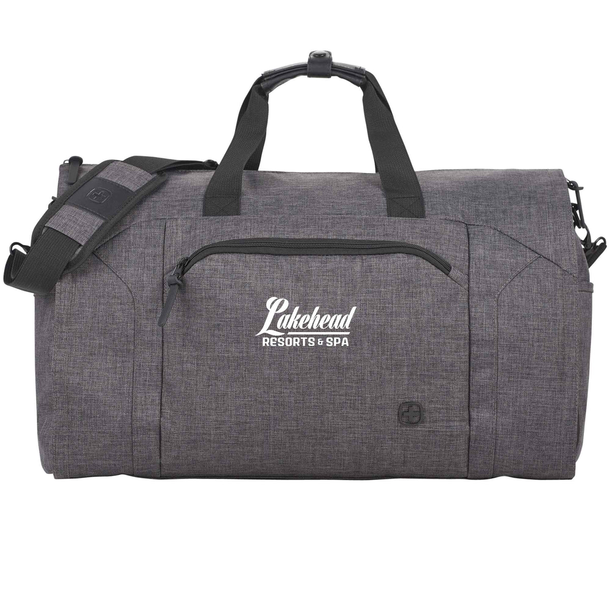 Wenger Getaway Garment Duffel Bag in Recycled PET Embroidery - Charcoal - Front