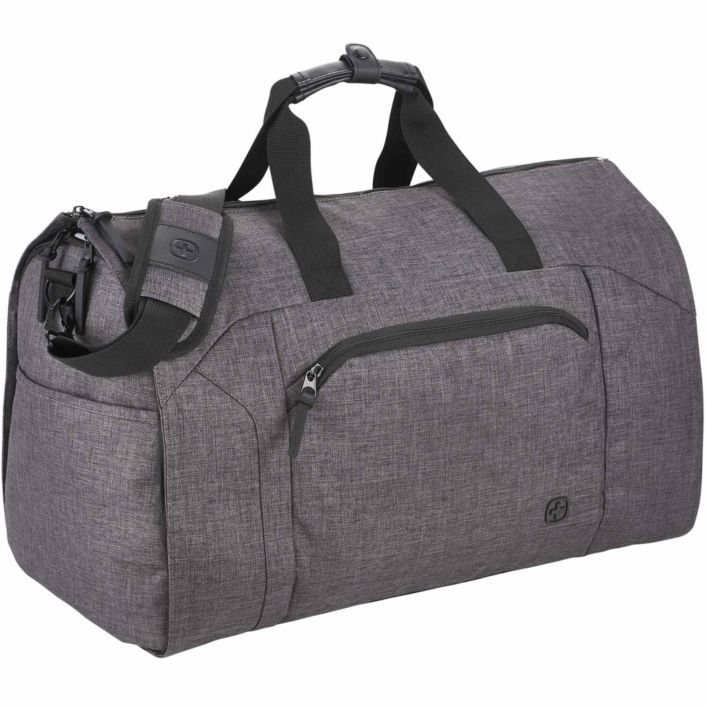 Wenger Getaway Garment Duffel Bag in Recycled PET Embroidery - Charcoal - Right Angle 3