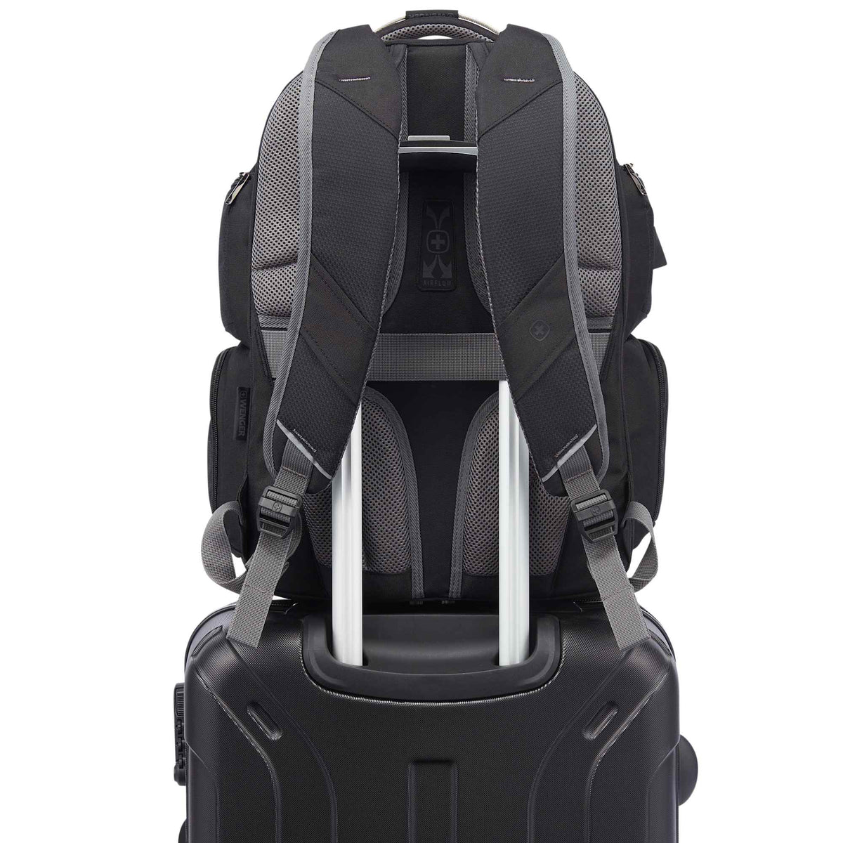 Wenger Odyssey TSA Recycled Laptop Backpack, 17 Inch Embroidery - Black - Back 2