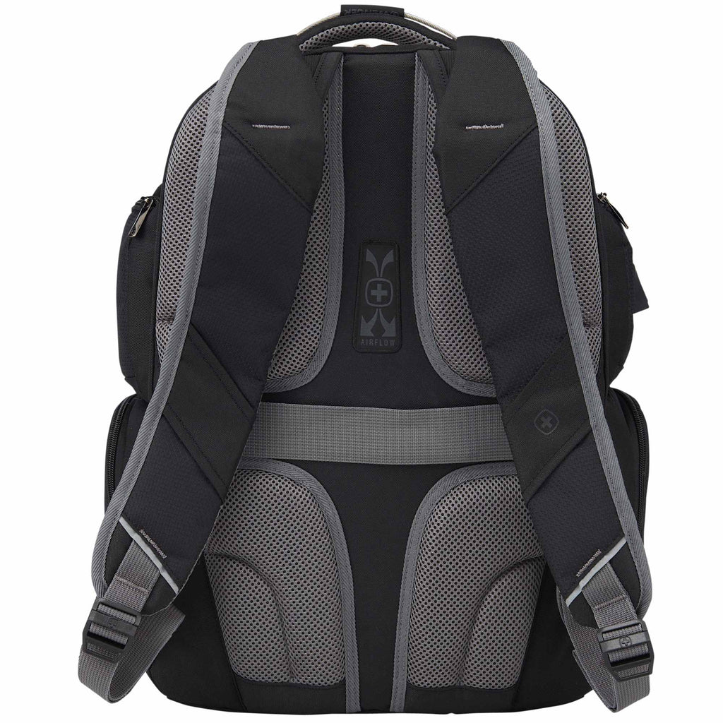 Wenger Odyssey TSA Recycled Laptop Backpack, 17 Inch Embroidery - Black - Back