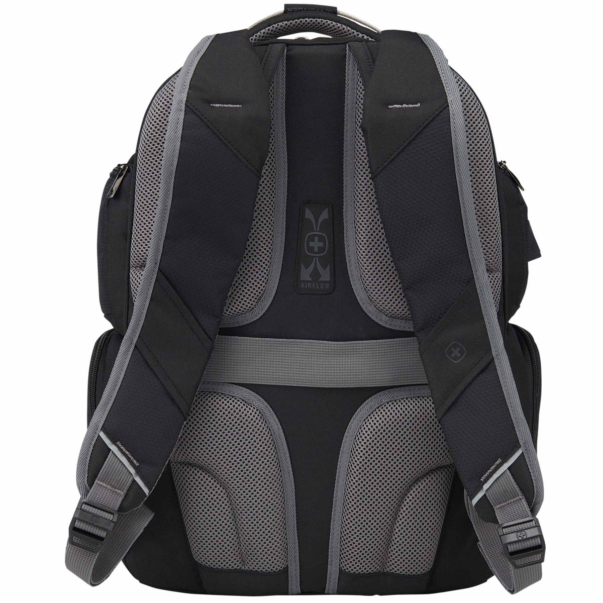 Wenger Odyssey TSA Recycled Laptop Backpack, 17 Inch Embroidery - Black - Back