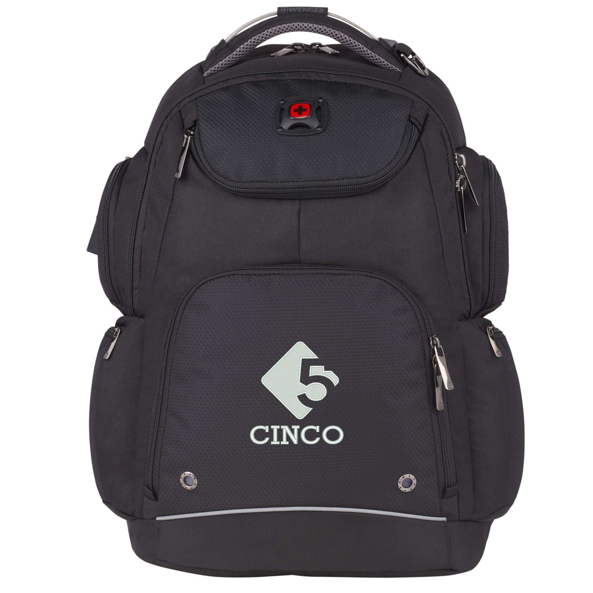 Wenger Odyssey TSA Recycled Laptop Backpack, 17 Inch Embroidery - Black - Front