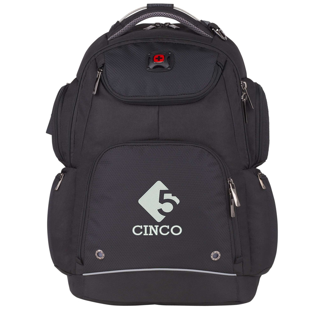 Wenger Odyssey TSA Recycled Laptop Backpack, 17 Inch Transfer - Black - Front