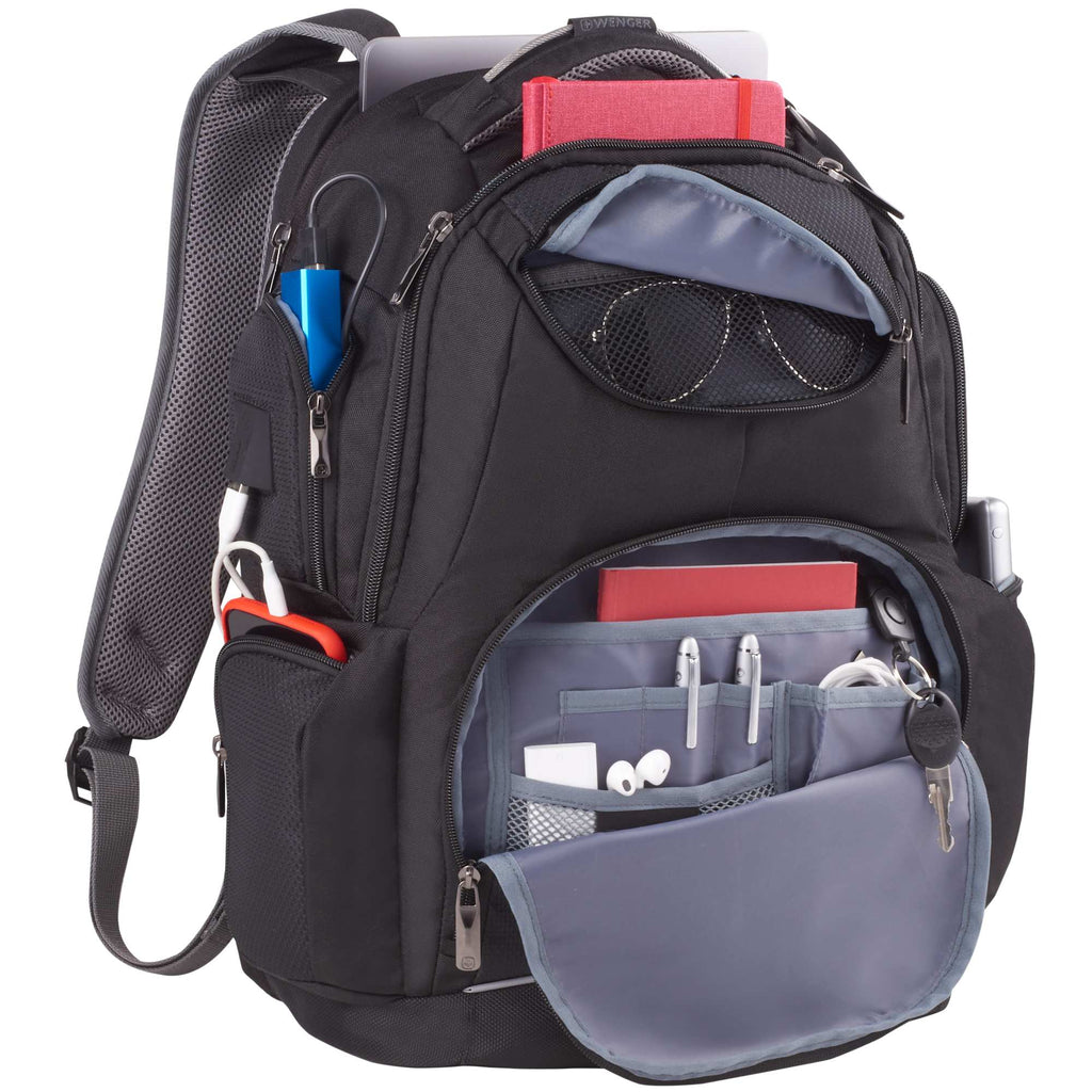 Wenger Odyssey TSA Recycled Laptop Backpack, 17 Inch Transfer - Black - Right Angle