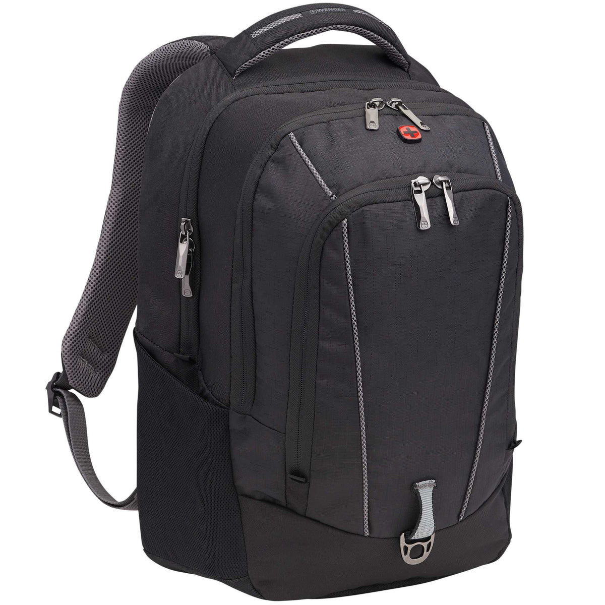 Wenger Origins Recycled Laptop Backpack, 15 Inch Embroidery - Black - Right Angle 3