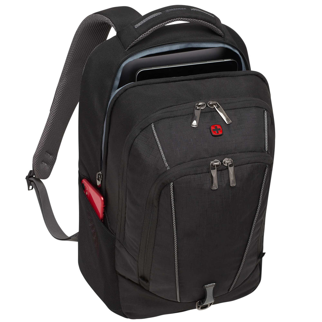 Wenger Origins Recycled Laptop Backpack, 15 Inch Embroidery - Black - Right Angle 4