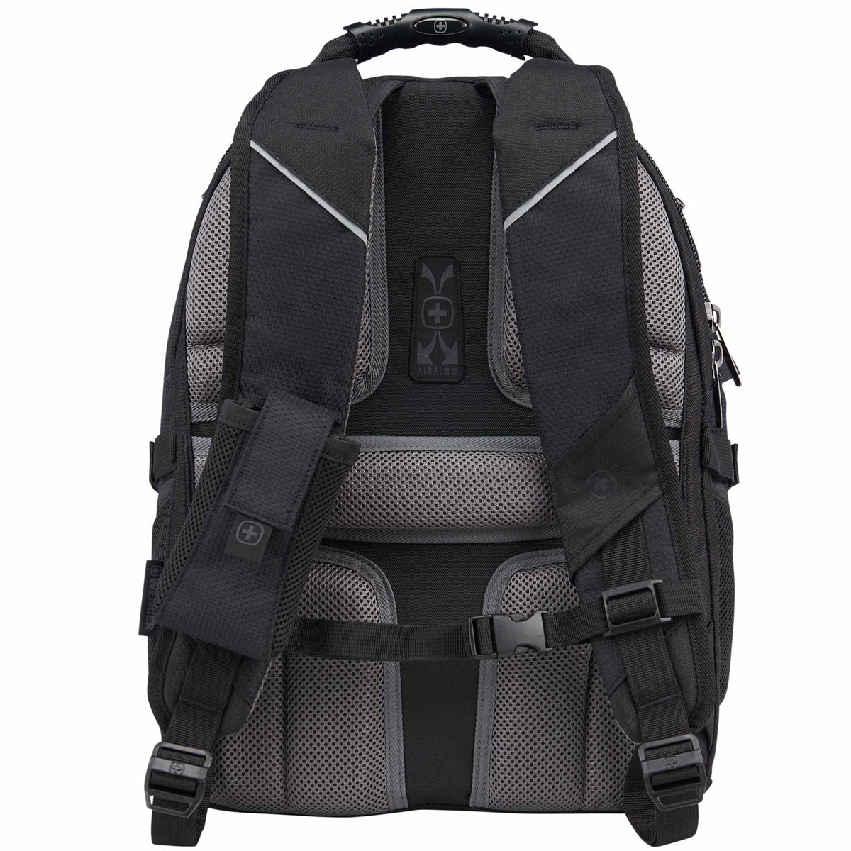 Wenger Pro Laptop Backpack with USB Port, 15 Inch Embroidery - Black - Back