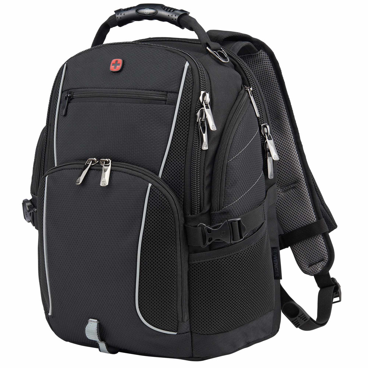 Wenger Pro Laptop Backpack with USB Port, 15 Inch Embroidery - Black - Left Angle 3