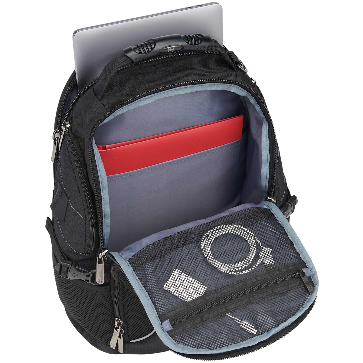 Wenger Pro Laptop Backpack with USB Port, 15 Inch Embroidery - Black - Right Angle 4