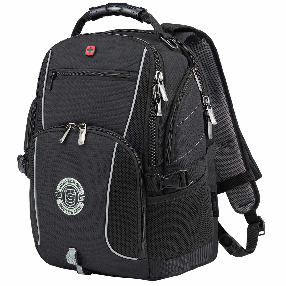 Wenger Pro Laptop Backpack with USB Port, 15 Inch Transfer - Black - Left Angle