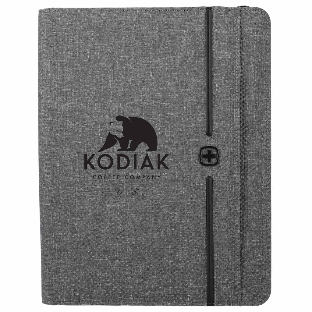 Wenger Recycled PET Zippered Padfolio - Gray - Front