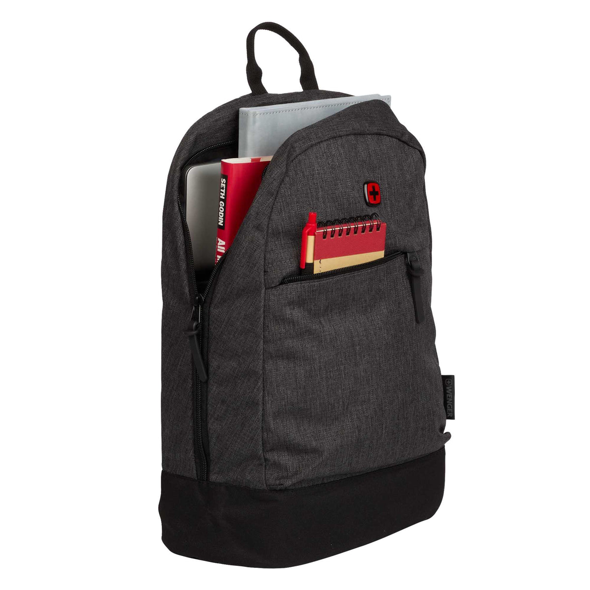 Wenger Rush Recycled Laptop Backpack, 15 Inch Embroidery - Black - Propped