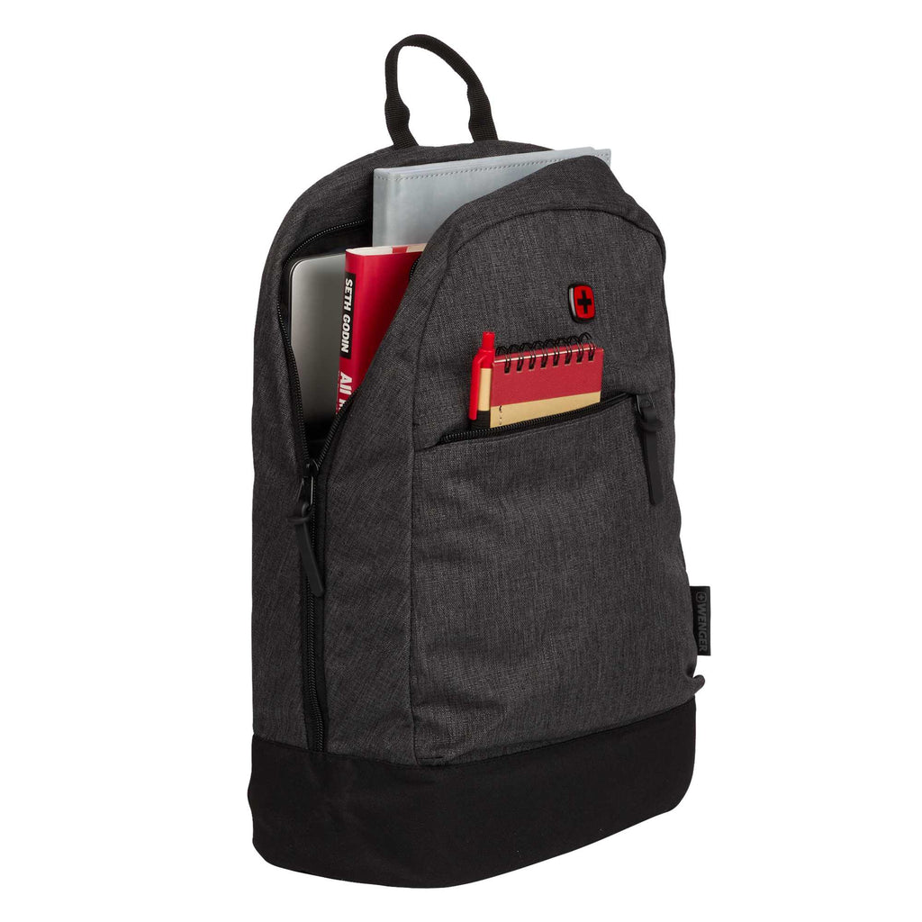 Wenger Rush Recycled Laptop Backpack, 15 Inch Transfer - Black - Propped