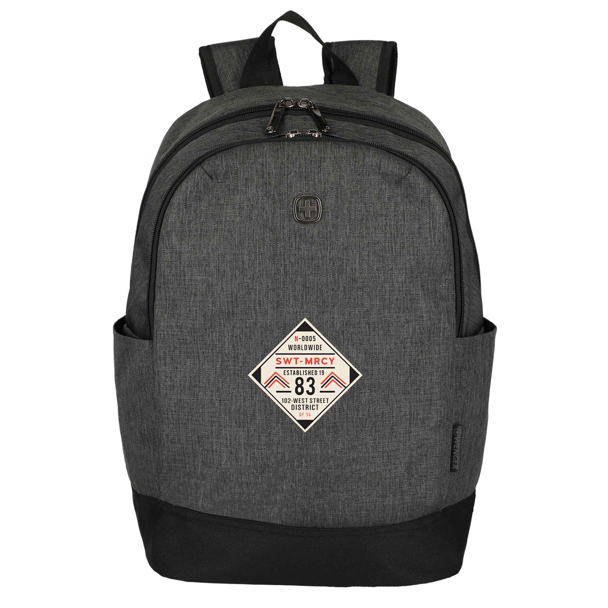 Wenger Storm Recycled Laptop Backpack, 15 Inch Transfer - Black - Front