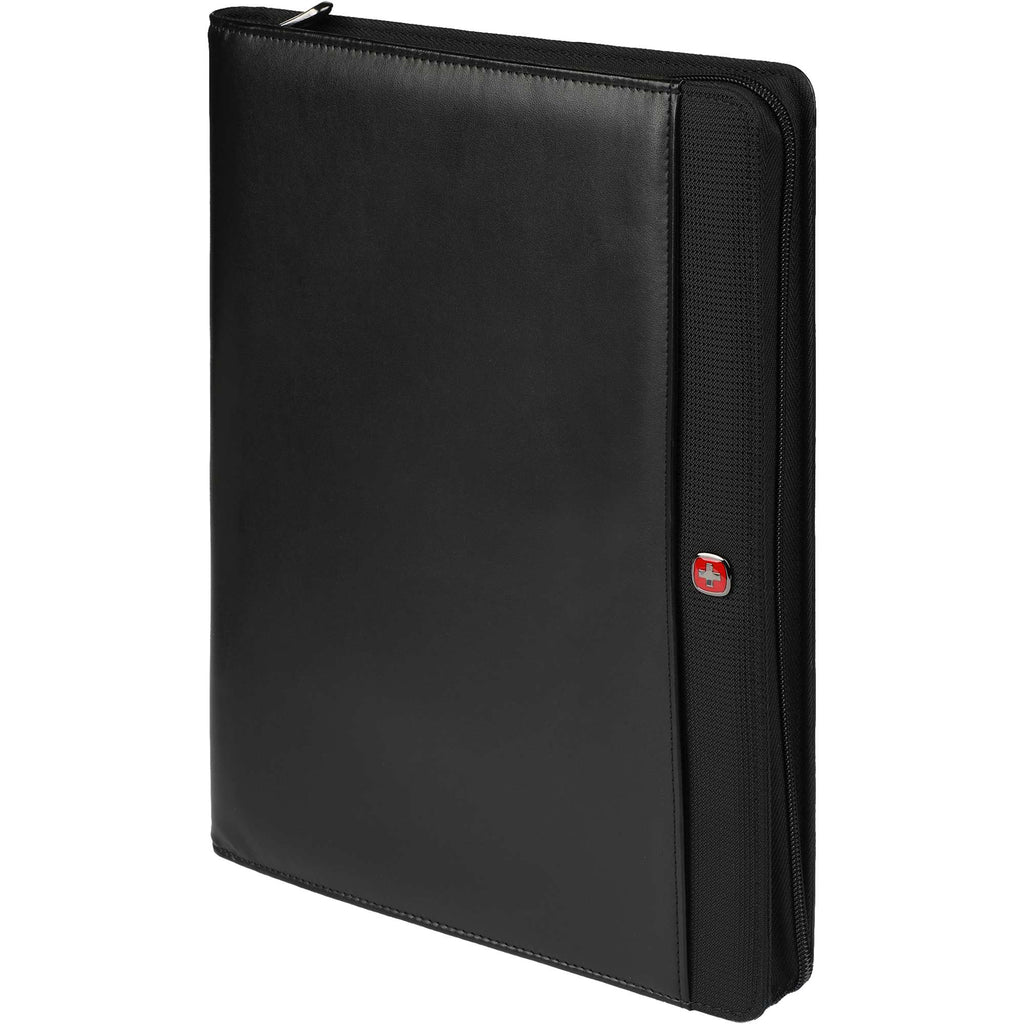 Wenger Tech Zip Padfolio in Recycled Polyester Debossing - Black - Left Angle