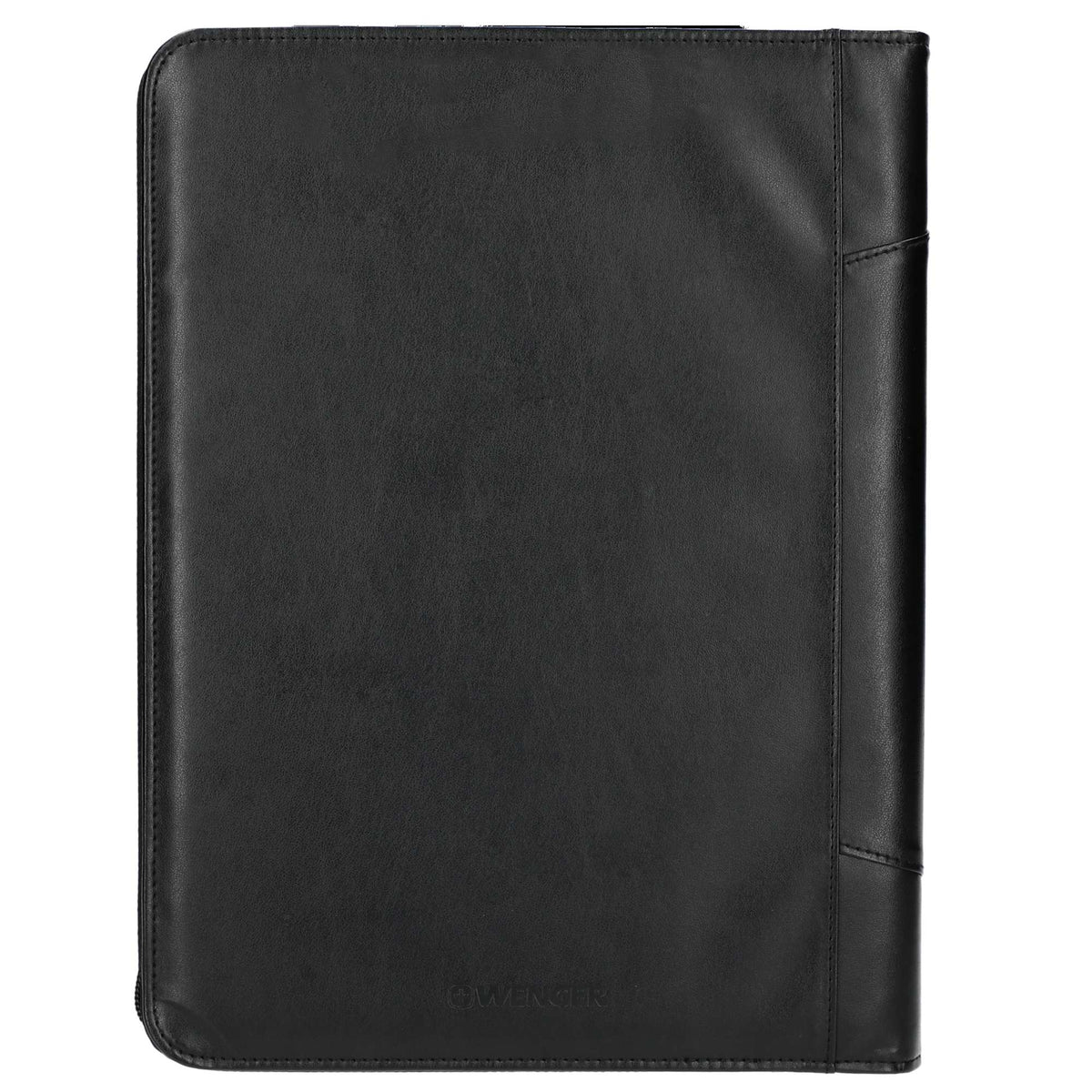 Wenger Zippered Padfolio with Gusset Pocket Debossing - Black - Back