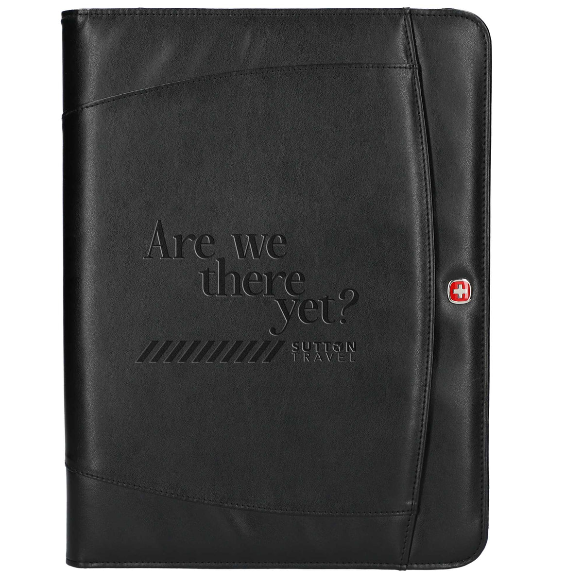 Wenger Zippered Padfolio with Gusset Pocket Debossing - Black - Front