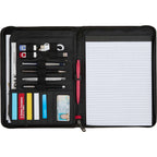 Wenger Zippered Padfolio with Gusset Pocket Debossing - Black - Propped