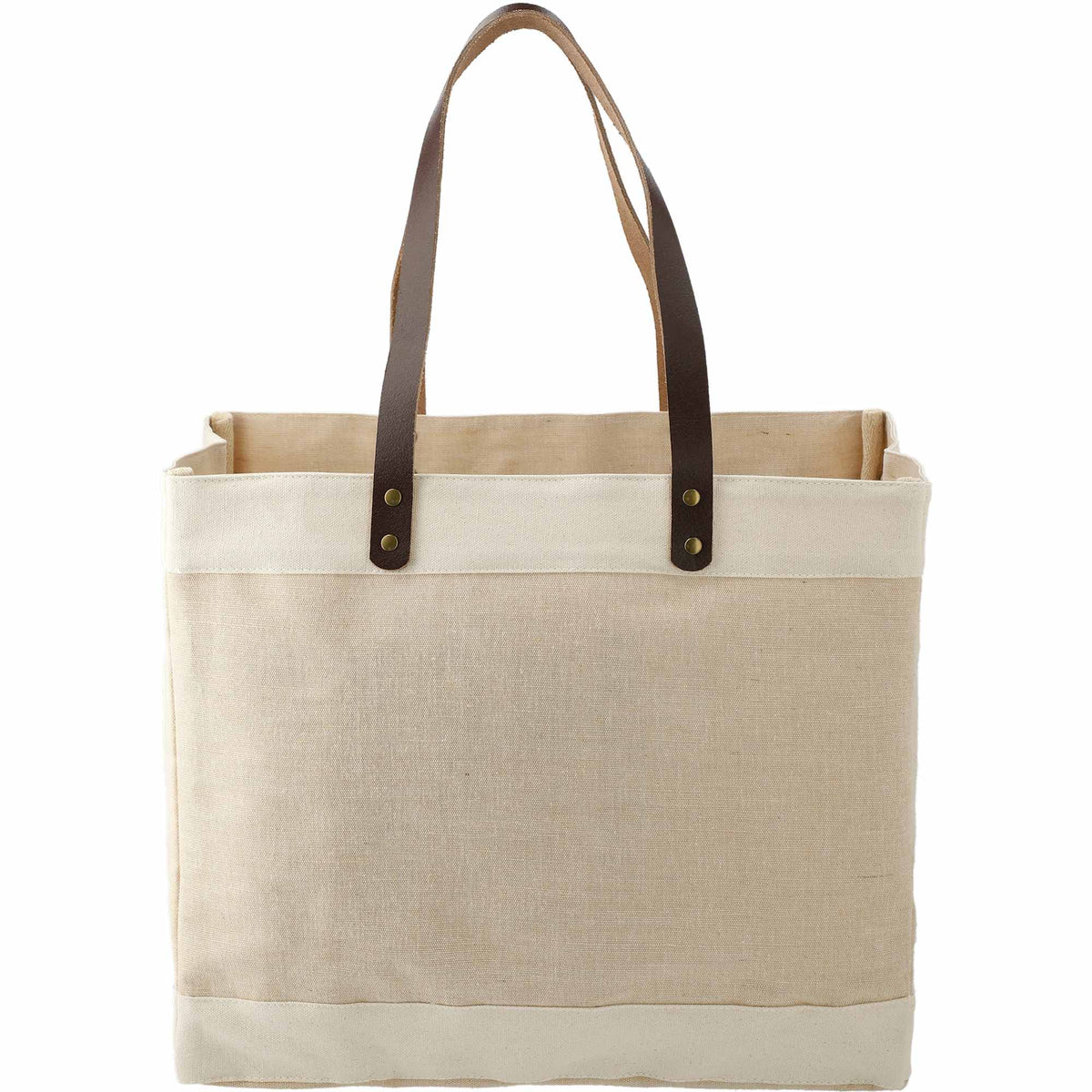 Westover Jute Market Tote with Leather Accents Embroidery - Natural - Back