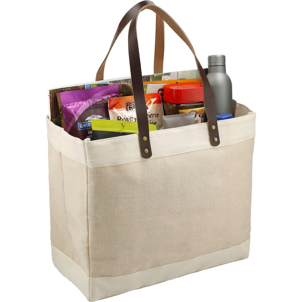 Westover Jute Market Tote with Leather Accents Embroidery - Natural - Right Angle 4