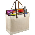 Westover Jute Market Tote with Leather Accents Embroidery - Natural - Right Angle 4