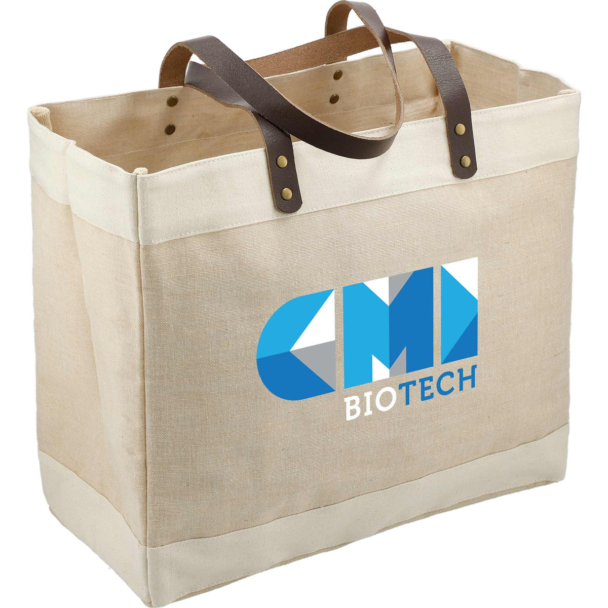 Westover Jute Market Tote with Leather Accents Transfer - Natural - Right Angle 2