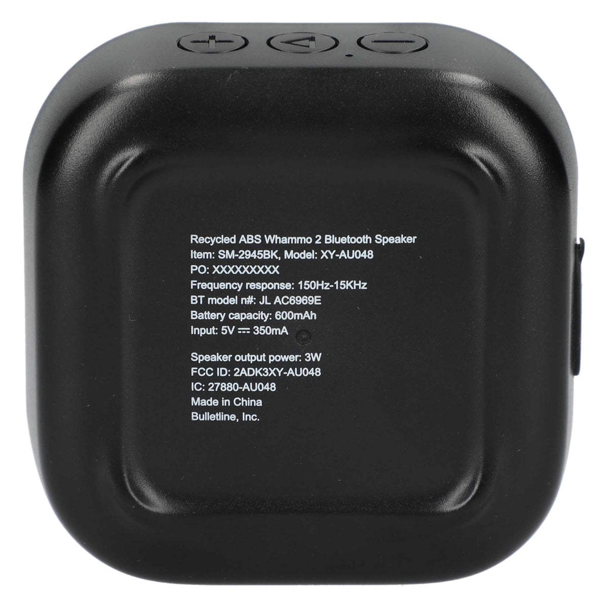 Whammo Bluetooth Speaker in Recycled Plastic Full Color - Black - Back
